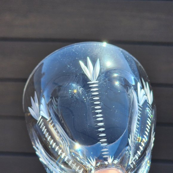 4 Panel Slashes Fan Cut to Clear Crystal Wine Goblets 5.5" - Picture 3 of 11